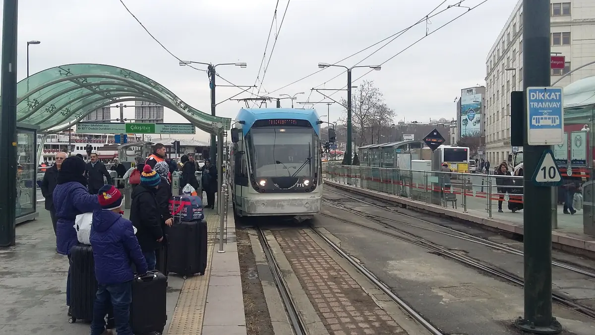 The T1 tram stop at Eminönü