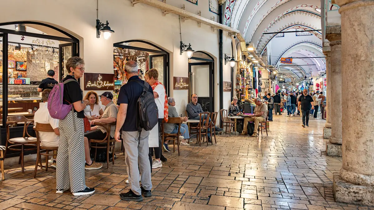 A busy street inside the Grand Bazaar