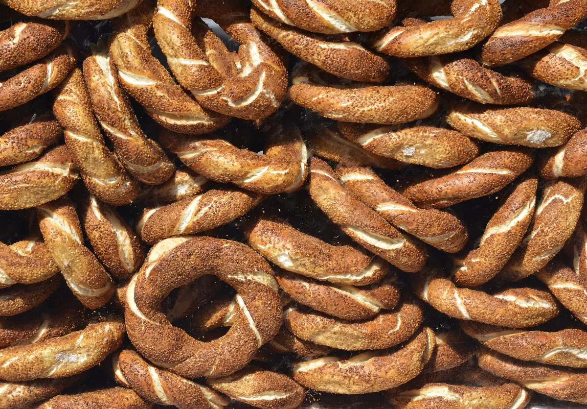 Simit on a street stand in Istanbul